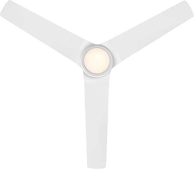 Mocha Indoor/Outdoor 3-Blade Smart Compatible Ceiling Fan 54in Matte White with 3000K LED Light Kit and Remote Control with Wall Cradle. Works with iOS/Android, Alexa, and Google Assistant.