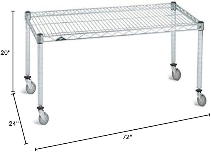 Omega Products Corporation 24" Deep x 72" Wide x 20" High Chrome Mobile Dunnage Rack