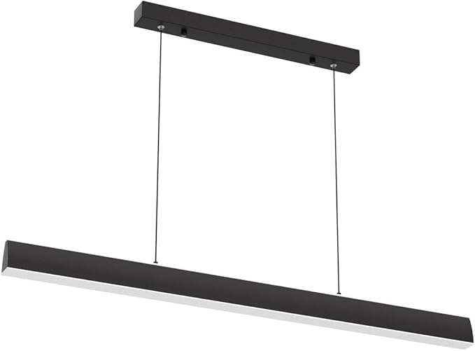Linear Pendant Lights Kitchen Island, Dimmable LED Chandeliers for Dining Room, Modern Billiard Room Pool Table Light Ceiling Pendant Lamp for Bar Office, Black, Adjustable Height