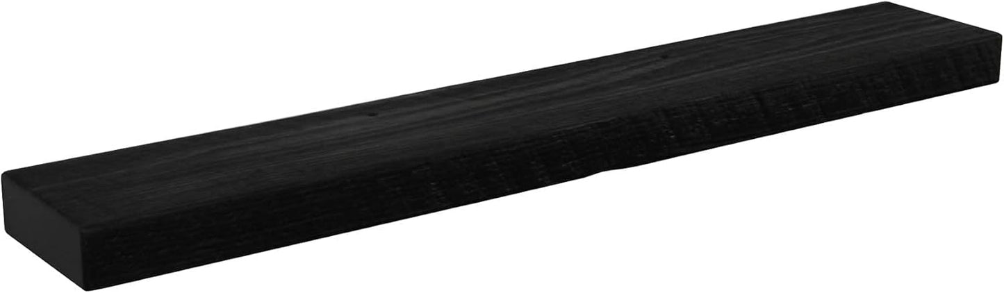 joelsantiques - 72 Inch Wooden Floating Shelves for Wall - 72x6x2 in - Made of Natural Wood - Long Heavy Duty Rustic Wall Shelves for Bedroom - Perfect for Living Room, Kitchen - Black