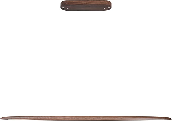 Walnut Linear Pendant Light Fixtures Modern LED Dimmable Pendant Lighting Wood Chandeliers for Dining Room Kitchen Island Pool 59In