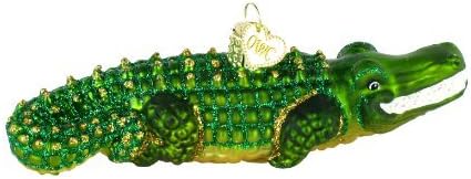 Old World Christmas Alligator Glass Blown Ornament for Christmas Tree, Handcrafted Holiday Decoration, Wildlife Animal Collection