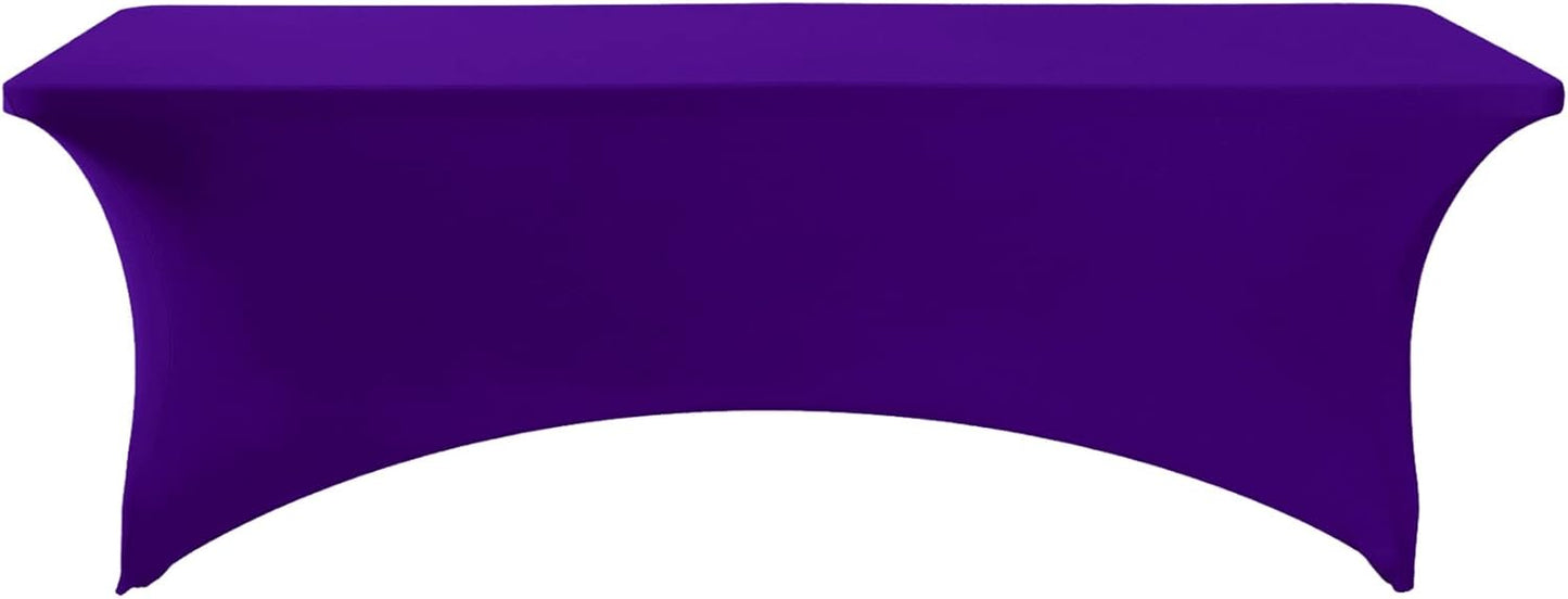 2Pack Spandex Table Cover for 8FT or 4ft or 6ft Table Universal Fitted Stretch Tablecloth for Party, Banquet, Wedding and Events-Purple