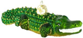 Old World Christmas Alligator Glass Blown Ornament for Christmas Tree, Handcrafted Holiday Decoration, Wildlife Animal Collection