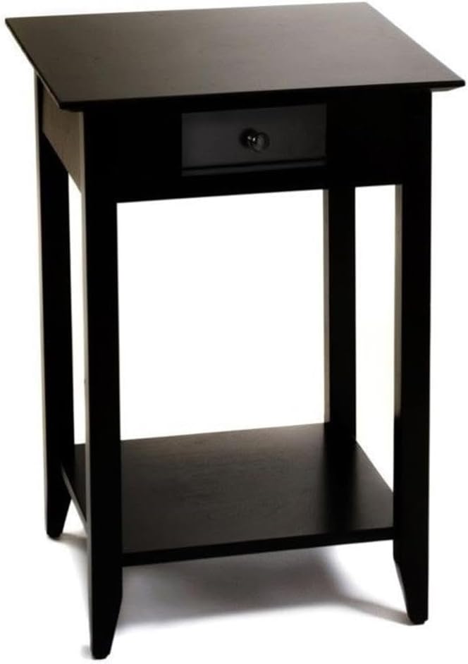 Convenience Concepts American Heritage End Table with Drawer and Shelf, Black