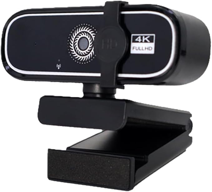 FHD 4K Webcam with AutoFocus, USB Desktop Camera, Black Webcam, Built-in Microphone for Video Conferencing, Online Meetings, Universal Tripod-Ready Clip fits laptops and LCD Monitors.