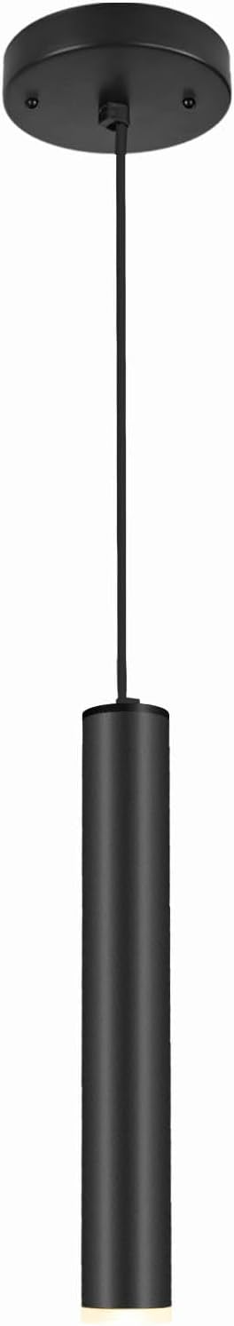 Modern Black Pendant Light Fixture for Kitchen Island, 1-Light Pendant Lighting, Lights Cord Adjustable, Matching GU10 lamp Holder,for Living Room Bedroom Dining Room