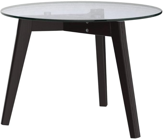 Round Tempered Glass End Table, Round Mid Century Coffee Table, Minimalist Small Coffee Table for Small Spaces Living Room Office, with Triskele Walnut Wood Legs (23.6" D x 17.7" H)