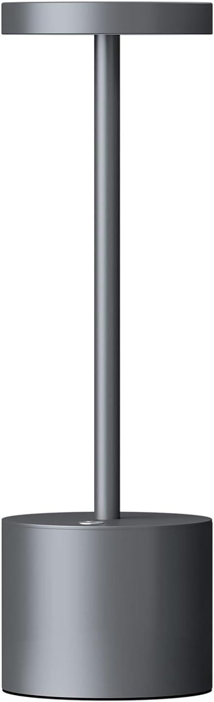 Cordless Table Lamps Rechargeable - Outdoor Waterproof LED Table Light Portable 5000mAh Battery Operated Lamp 3 Color Stepless Dimming with Memory Function for Restaurant Dining Patio Grey