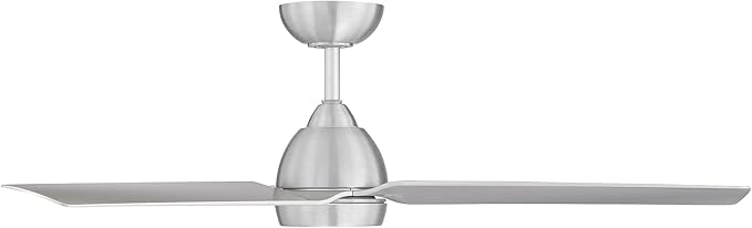 Mocha Indoor/Outdoor 3-Blade Smart Compatible Ceiling Fan 54in Brushed Aluminum with 3000K LED Light Kit and Remote Control with Wall Cradle. Works with iOS/Android, Alexa, and Google Assistant.