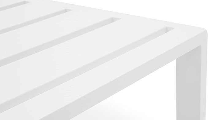 ZURI Modern Kore Outdoor Retangular Coffee Table with Powder Coated Aluminum Frame in White