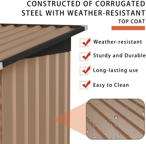 4 * 2 FT Metal Garden Storage Sheds for Patio Backyard Tools House Storage Waterproof Garden Tool Storage Sheds (4.27 x2.43 FT)
