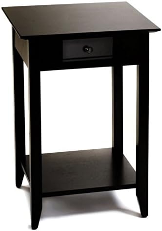 Convenience Concepts American Heritage End Table with Drawer and Shelf, Black