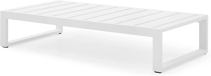 ZURI Modern Kore Outdoor Retangular Coffee Table with Powder Coated Aluminum Frame in White