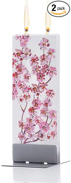 Flatyz Handmade Candle Gift Set with Steel Base - Flower and Cherry Blossom Candle Design for Mothers Day