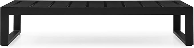 Modern Kore Outdoor Retangular Coffee Table with Powder Coated Aluminum Frame in Black