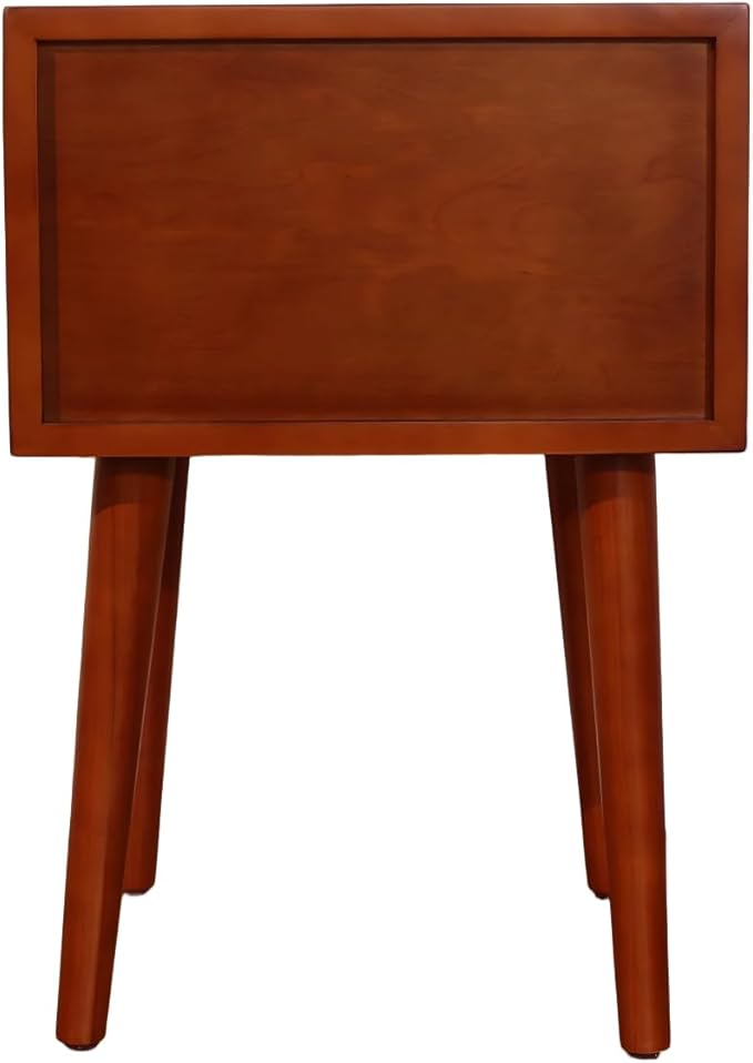 KEIKI Mid Century Modern Night Stand, Space Saving Nigtstand with 2 Big Drawers, Bedroom Bedside Coffee Table for Drink, Sofa Bed Side Desk Tables for Apartment Living Room, Easy Assembly, Brown