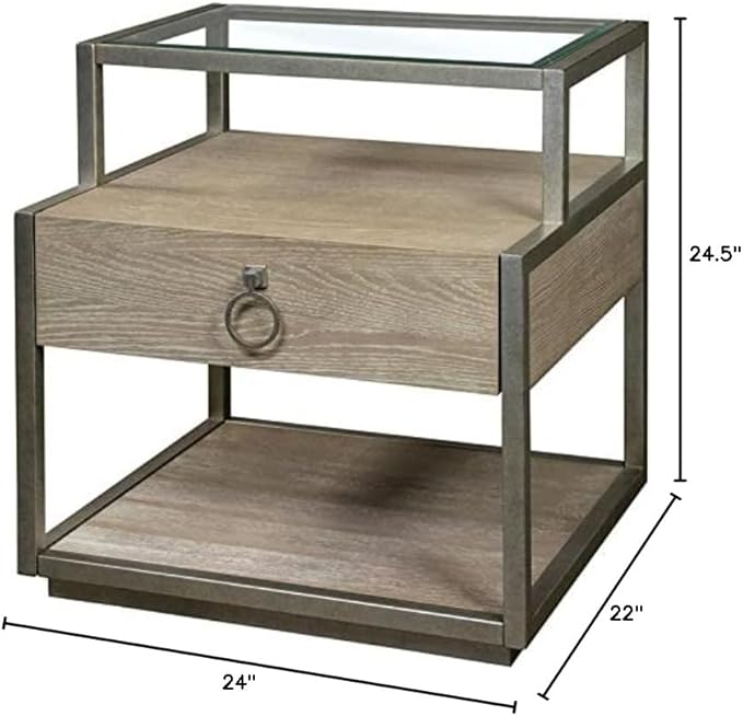 Home Square Refined Glam Side Table in Natural Finish - Set of 2