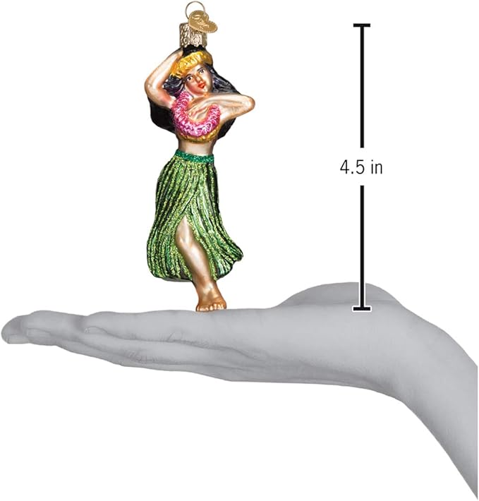 Old World Christmas Hula Dancer Glass Blown Ornament for Christmas Tree, Handcrafted Holiday Decoration, Dance Collection