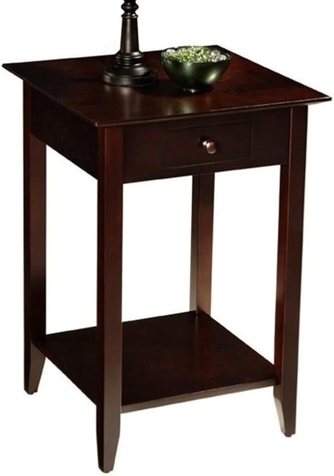 Convenience Concepts American Heritage End Table with Drawer and Shelf, Espresso