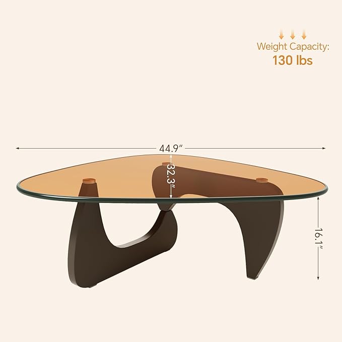 Coffee Tables Glass Small Farmhouse Coffee Table Mid-Century Modern Wood Center Table for Living Room, Black Brown, 44 Inch
