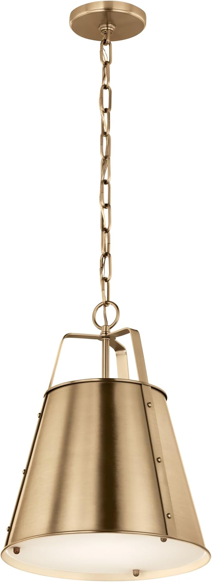 Kichler Etcher 1-Light Pendant, Updated Traditional Light with Etched Painted White Glass Diffuser in Champagne Bronze, for Kitchen or Dining Room (17" x 13"), 52710CPZ