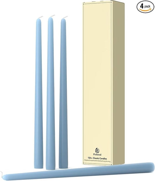 12-Inch Tall Dripless Taper Candles Set of 4 - Orange Tapered Candles, Perfect for Halloween,Fall - Smokeless, Unscented, Long Burning - Hand Poured, Colored Tall Candlesticks Thanksgiving