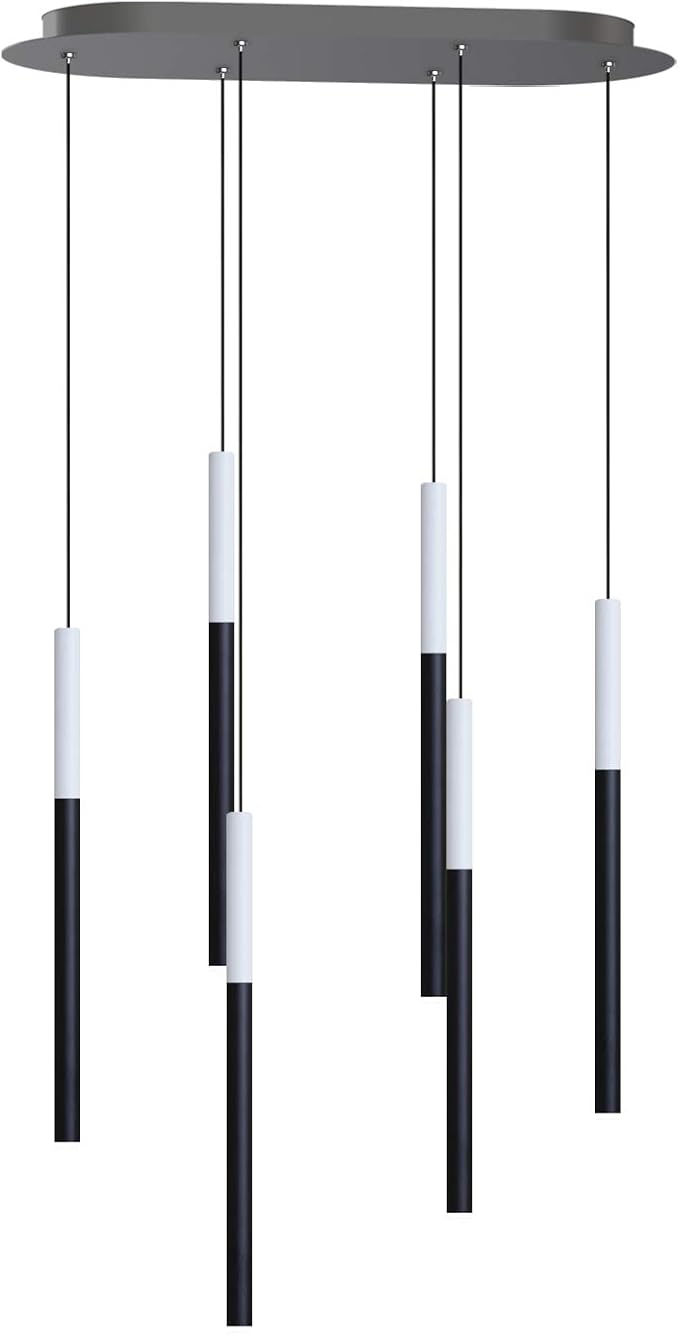 ALTAIR 6 Mini Pendant Lighting White-Black - LED Hanging Light Fixture for Kitchen Island, Bar, Foyer - Cluster Pendants - Dimmable, Adjustable Wire, Lamp Bulb Included