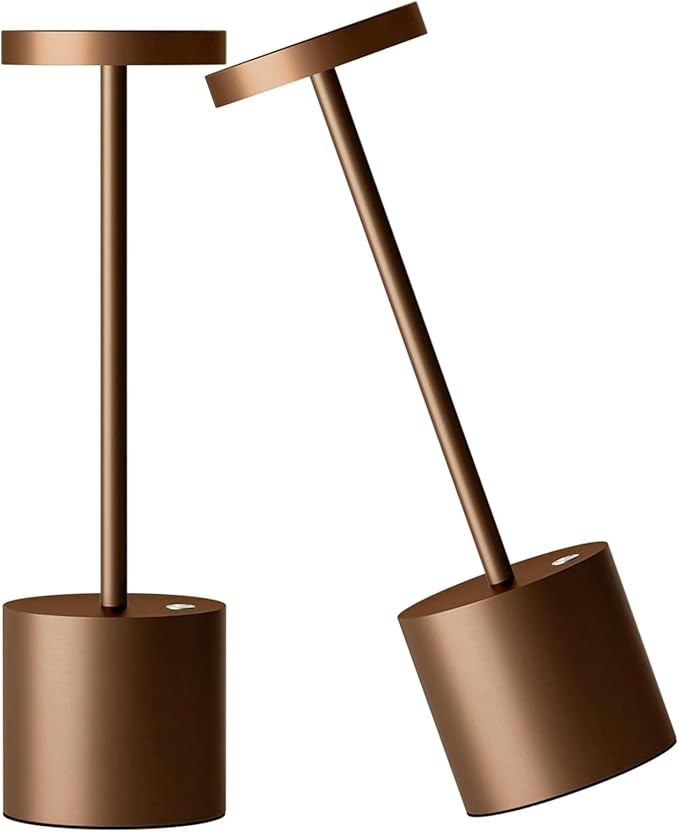 Cordless Table Lamps Rechargeable - Outdoor Portable LED Table Light 5000mAh Battery Operated Lamp 3 Color Stepless Dimming with Memory Function for Restaurant Dining Patio 2Pack Moka