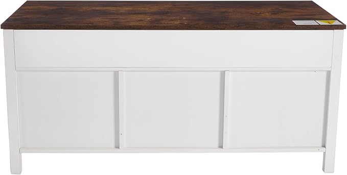 47.64" W Lift Top Coffee Table with Sliding Barn Door Rustic Rectangle Storage Coffee Tables, Wood Center Table with Hidden Storage Compartment for Home, Office, White and Brown