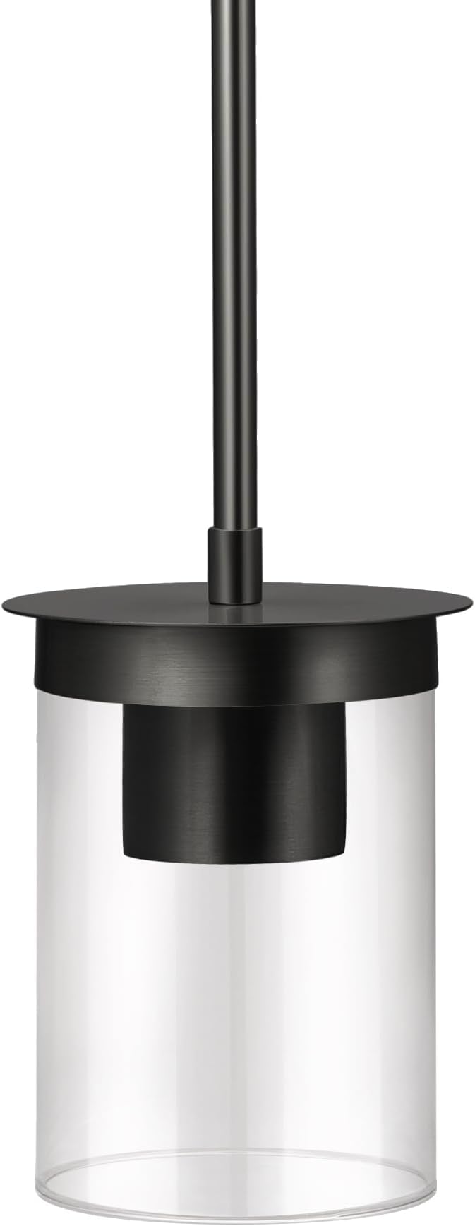 Modern Pendant Light Glass Shade, Kitchen Island Pendant Lighting with Glass Shade for Dining Room,Bedroom, Bar,Office,Farmhouse Black,1Pack-4.72 Inch Shade 40 Inch Cord