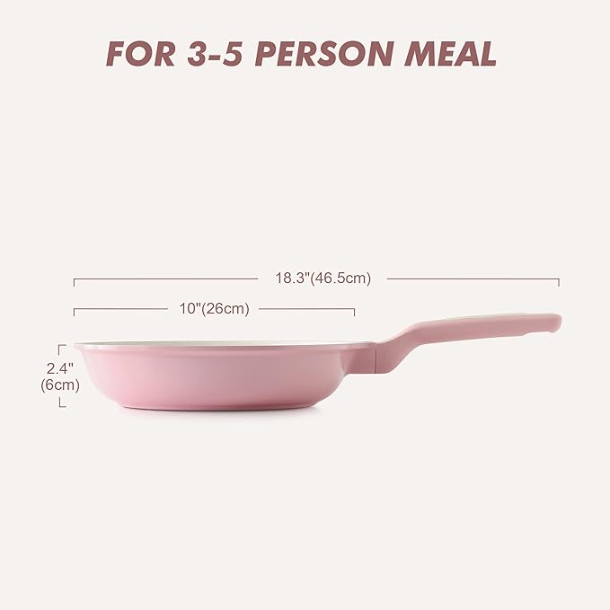 SENSARTE Nonstick Ceramic Frying Pan 10-Inch, Healthy Non Toxic Skillet, Induction Compatible Omelet Pan with Heat Resistant Handle, PFAS-Free, Sakura Pink