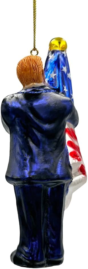 Donald Trump Kissing The American Flag Glass Christmas Ornament, United States President