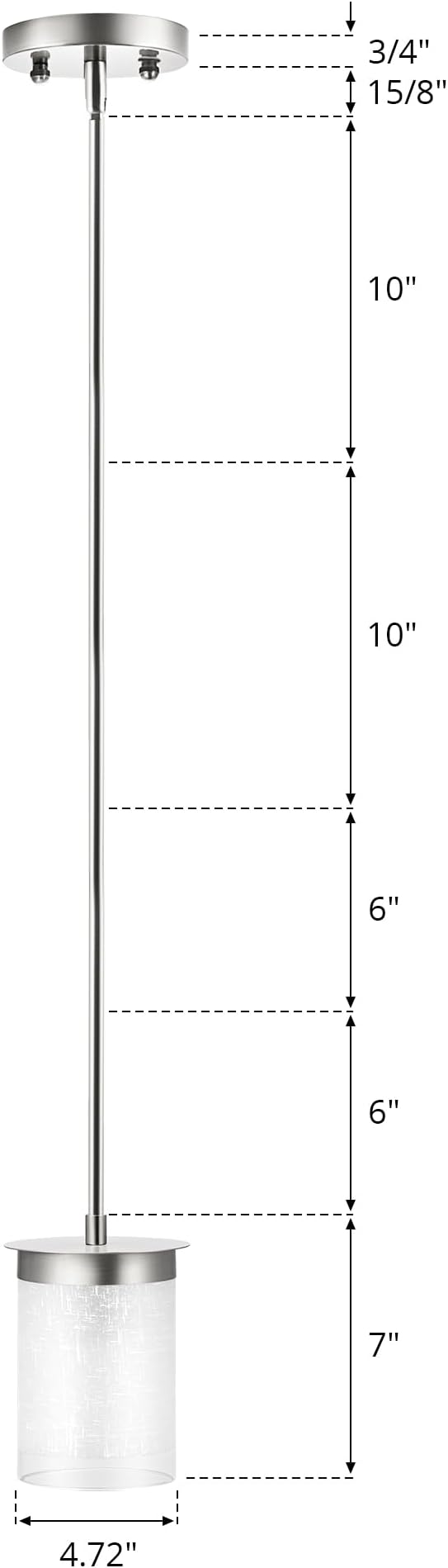 Modern Pendant Light Glass Shade, for Kitchen,Dining Room,Bedroom, Bar,Office,Farmhouse,Sand Nickel,4.72 Inch Shade 40 Inch Cord(Glass is Treated with Cloth Patterns)