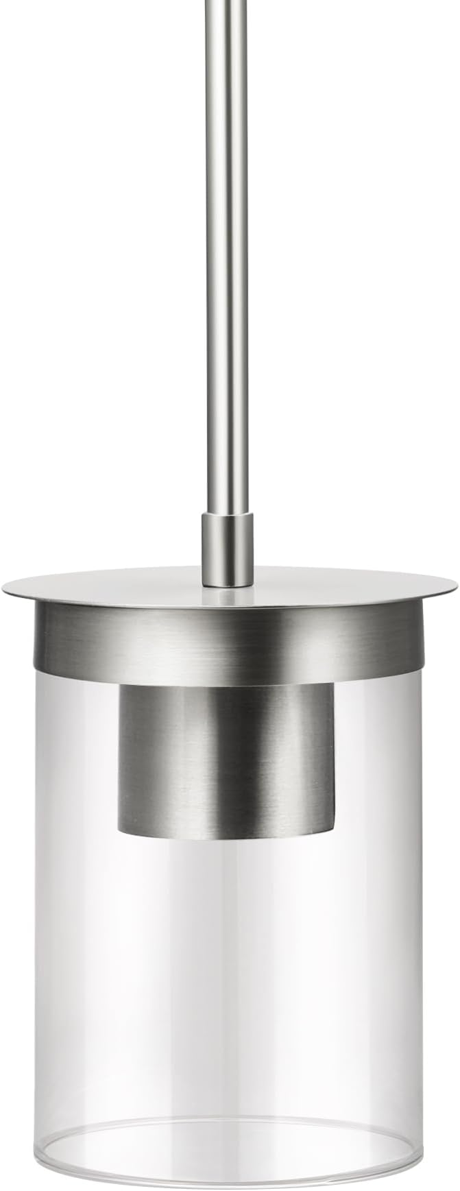 Modern Pendant Light Glass Shade, Kitchen Island Pendant Lighting with Glass Shade for Dining Room,Bedroom, Bar,Office,Farmhouse,Sand Nickel,4.72 Inch Shade 40 Inch Cord