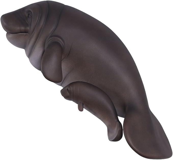 Manatees Wall Sculpture Home Garden Decor Accent (Natural)