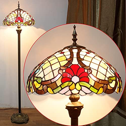 WERFACTORY Tiffany Floor Lamp Base Only, for 16-24 Inch Stained Glass Lampshade Height 64 Inch Bronze Finished Resin Base Antique Standing Lighting Base Replacement Only Wide 11 Inch