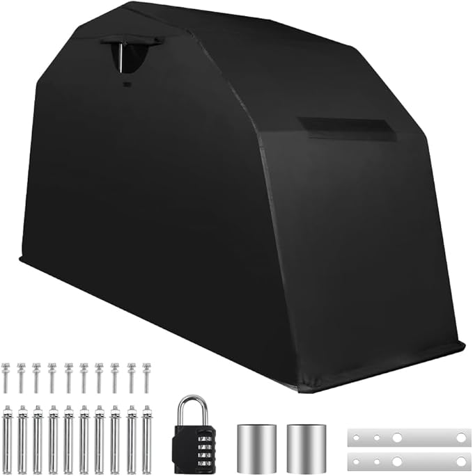 Heavy Duty Motorcycle Shelter Storage Sheds Motorcycle Garage, 136"x54" x75" Motorcycle Cover Waterproof Outdoor Motorcycle Tent with Lock
