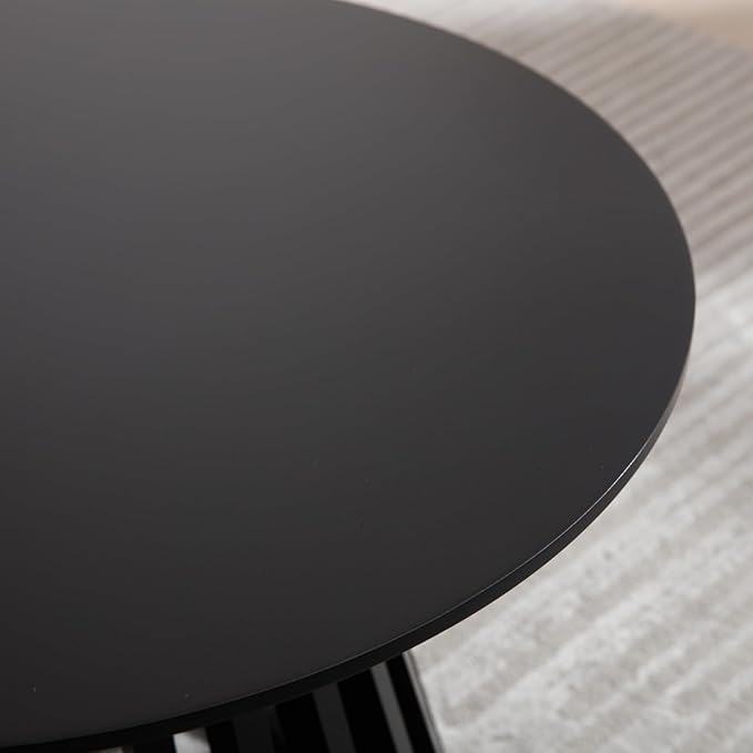 Round Coffee Table, 24 Inch Modern Small Side Table for Living Room, Black