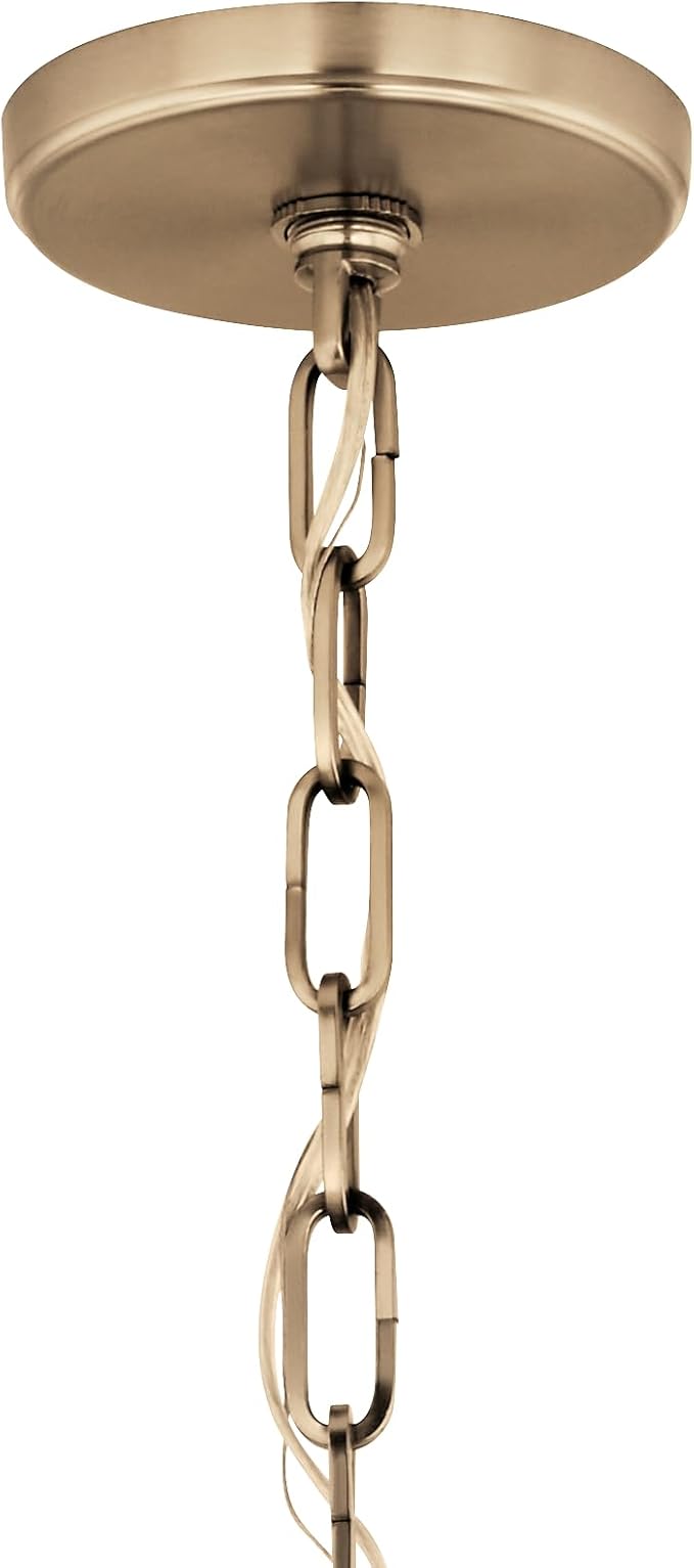Kichler Etcher 2-Light Pendant, Updated Traditional Light with Etched Painted White Glass Diffuser in Champagne Bronze, for Kitchen or Dining Room (22.5" x 18"), 52711CPZ