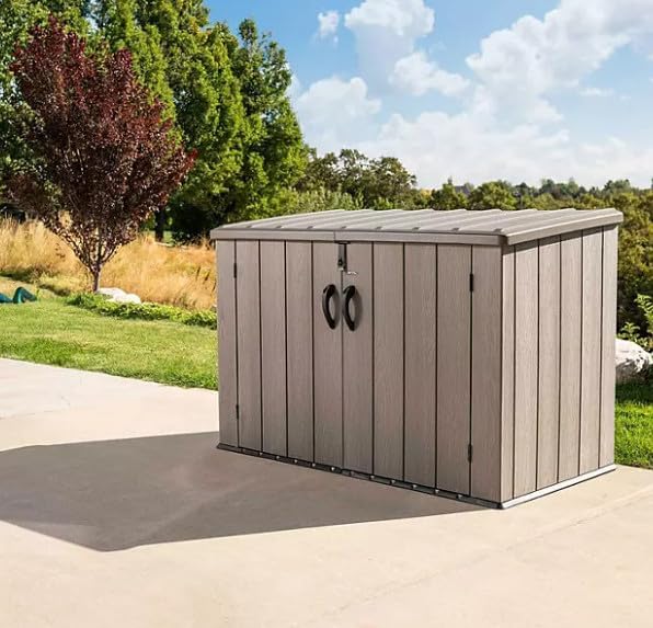 Outdoor Horizontal Storage Shed, 561 Gallons, 75.2 x 52 x 42.5 inches, Light Brown