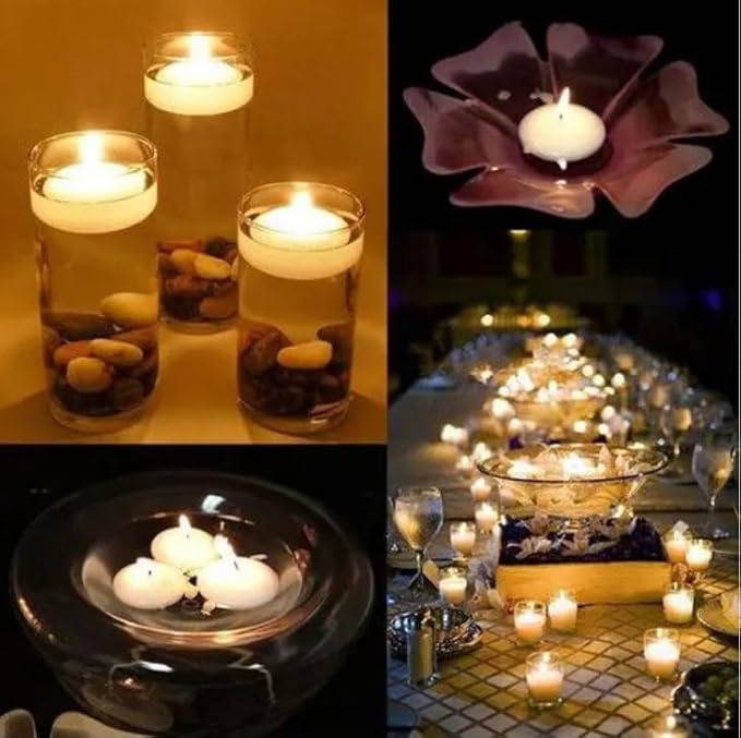 36 Packs 3-Inch unscented White Floating Candles - Ideal for Weddings, Pool Party, Holiday Centerpieces and Events - Odorless, Drip-Free, Long Lasting Burn Time