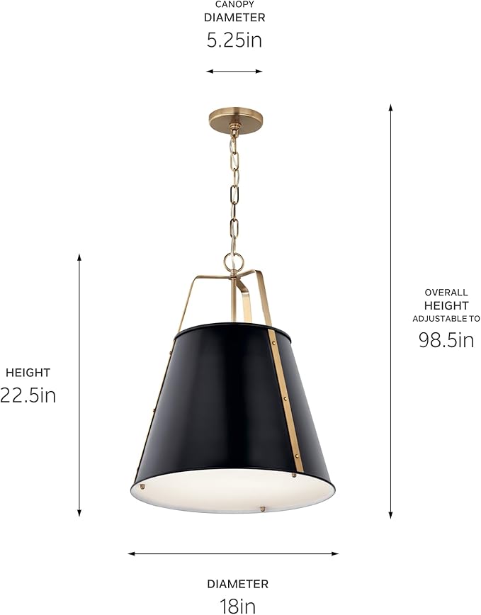 Kichler Etcher 2-Light Pendant, Updated Traditional Light with Etched Painted White Glass Diffuser in Black and Champagne Bronze, for Kitchen or Dining Room (22.5" x 18"), 52711BK