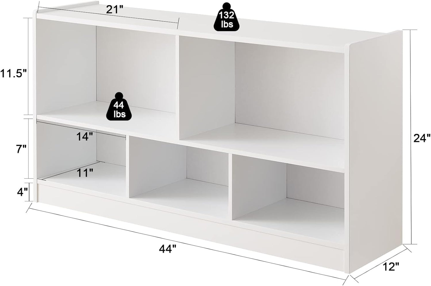 Toy Organizers and Storage, 5-Section Kids Bookshelf for Organizing Books Toys, School Classroom Wooden Storage Cabinet for Children's Room, Playroom, Nursery