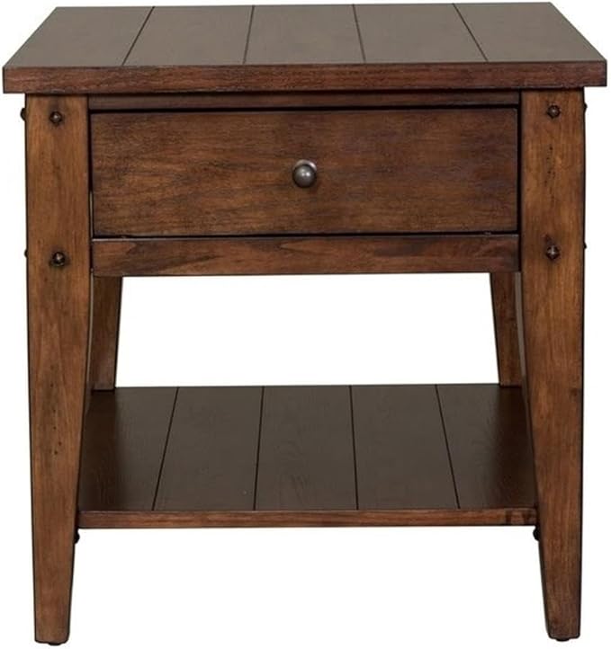 Pemberly Row Modern/Contemporary Dark Brown Wood End Table