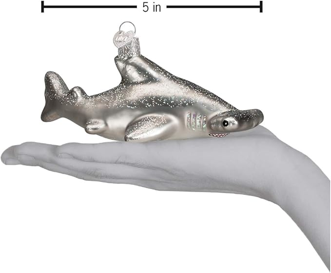 Old World Christmas Hammerhead Shark Glass Blown Ornament for Christmas Tree, Handcrafted Holiday Decoration, Sea Collection