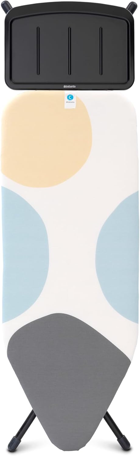 Brabantia - Ironing Board C - Extra Large Steam Iron Rest - Adjustable in Height - Non-Slip Rubber Feet - Cotton Cover with Foam Layer - Foldable XL Unit - Spring Bubbles - 49 x 18 inches