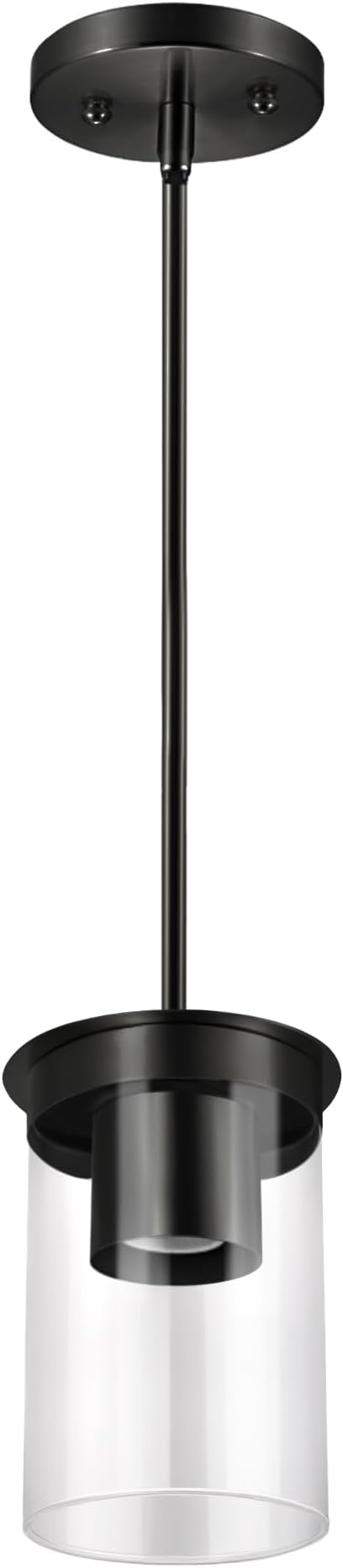 Modern Pendant Light Glass Shade, Kitchen Island Pendant Lighting with Glass Shade for Dining Room,Bedroom, Bar,Office,Farmhouse Black,1Pack-4.72 Inch Shade 40 Inch Cord