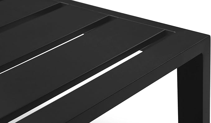 Modern Kore Outdoor Retangular Coffee Table with Powder Coated Aluminum Frame in Black