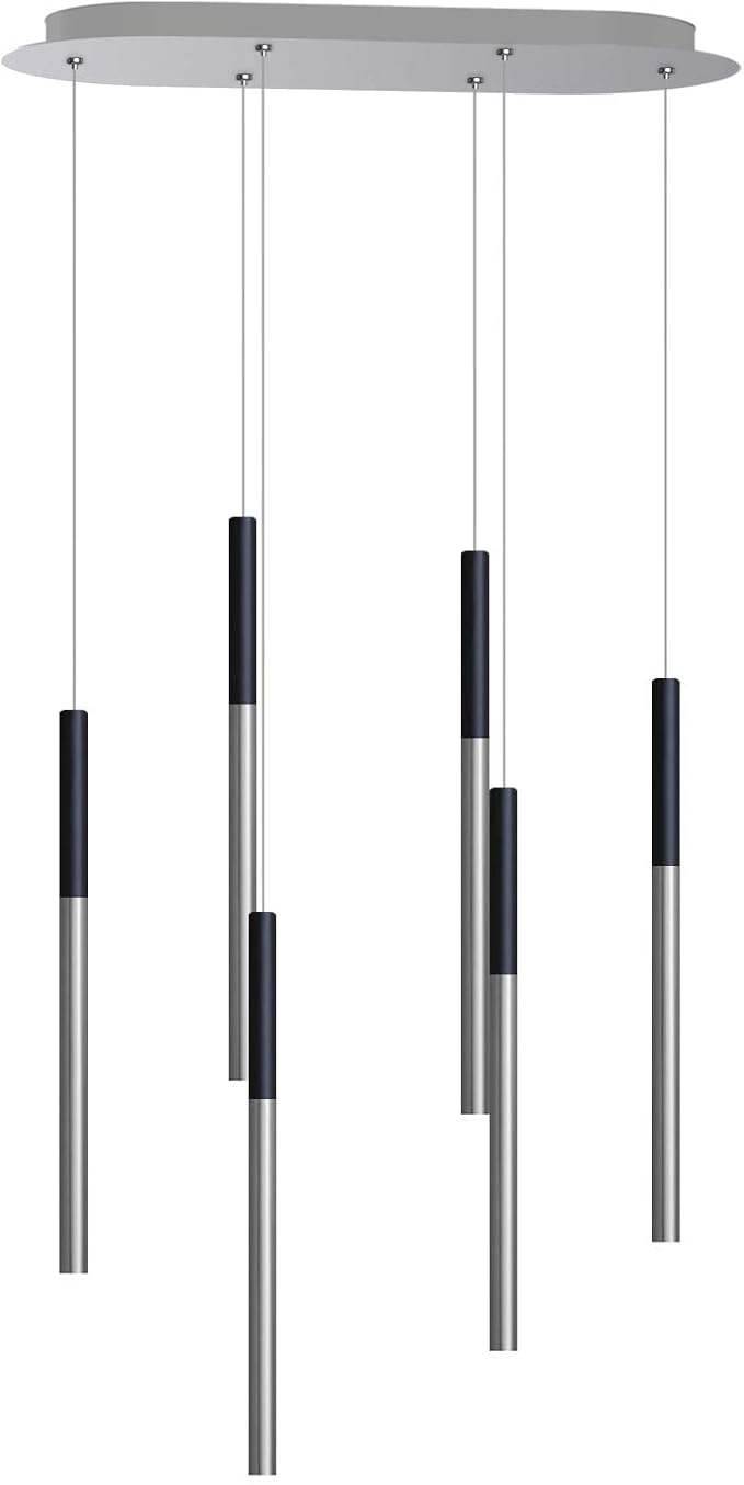 ALTAIR 6 Mini Pendant Lighting Black-Nickel - LED Hanging Light Fixture for Kitchen Island, Bar, Foyer - Cluster Pendants - Dimmable, Adjustable Wire, Lamp Bulb Included